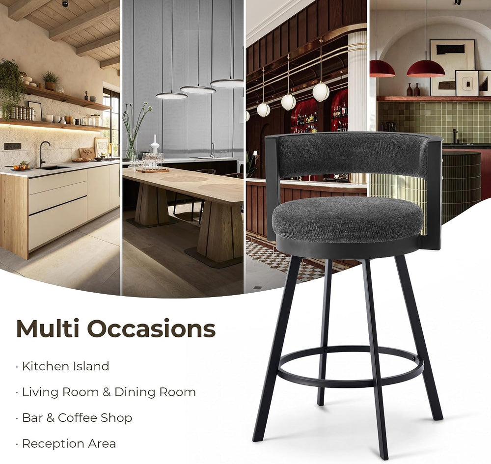 Flouki Swivel Counter Height Bar Stools Set of 4, Upholstered 26.6" Mode...