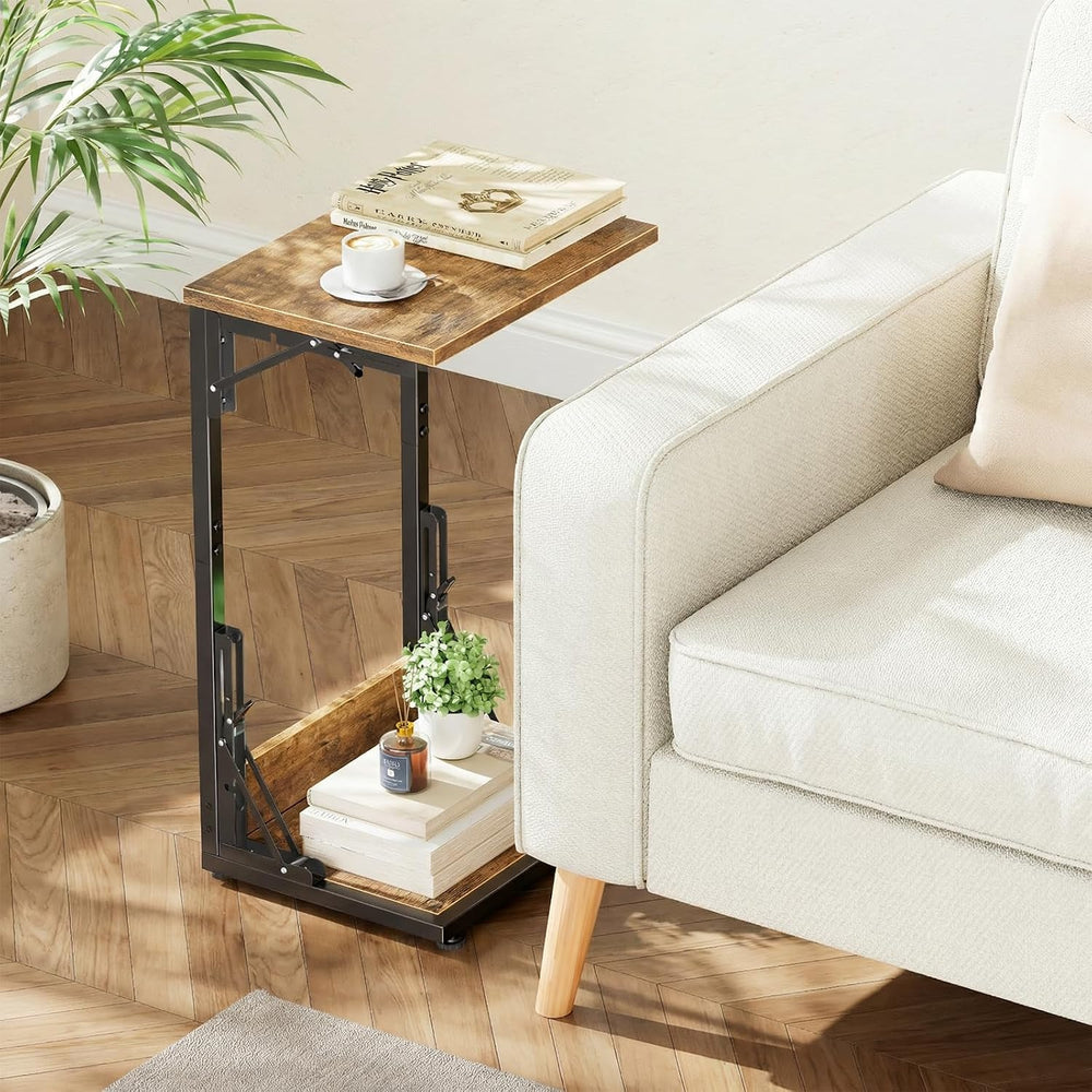Simple Trending C Shaped End Table, Folding TV Tray Table, Side Table for Liv...