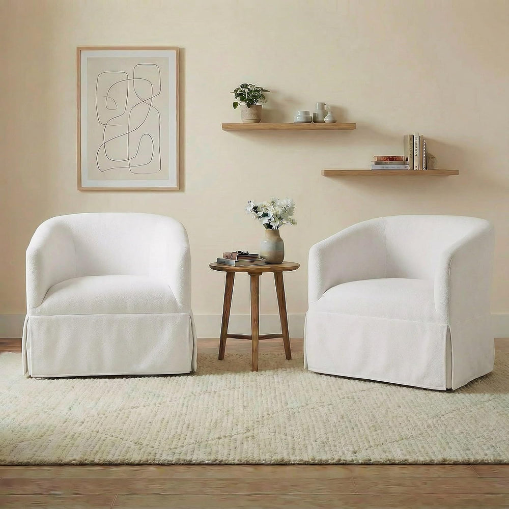 KISLOT Modern Swivel Accent Chair, Barrel Chair, 2-Pack Off White