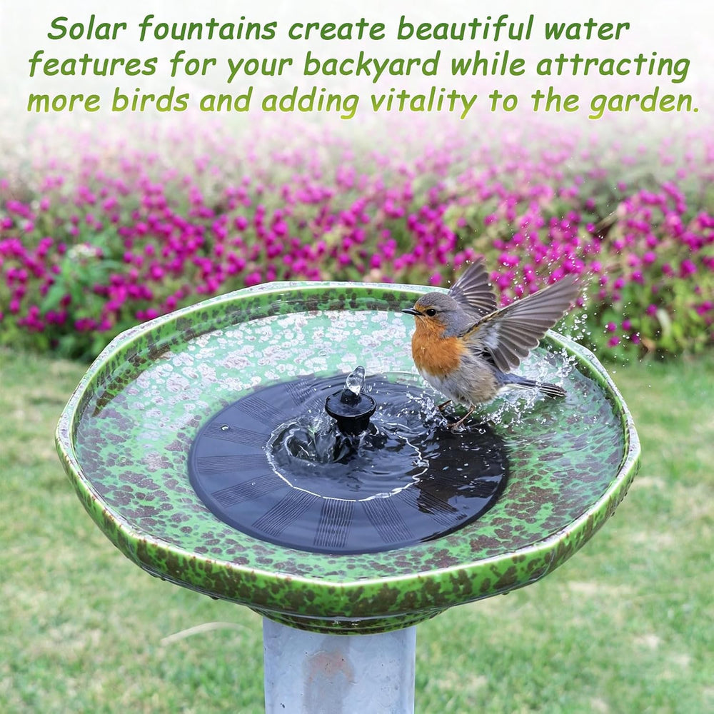 11.6" Solar Ceramic Bird Bath Fountain,Birdbaths for Outside