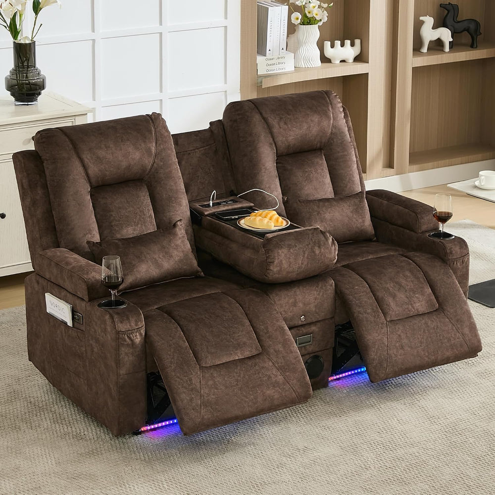 URRED Wall Hugger Power Reclining Loveseat Sofa,Brown:68.1" - 2 Seats