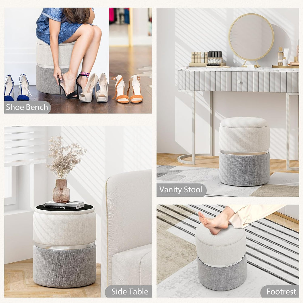 GIANTEX Ottoman with Storage, 1 Large & 1 Small Nesting Ottoman Side Table