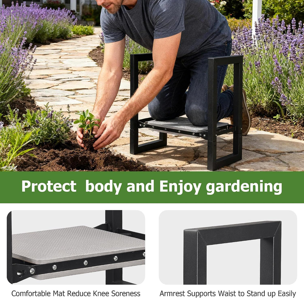 LLARGUEST Garden Kneeler and Seat,Heavy Duty Foldable Kneeling Chair with Han...