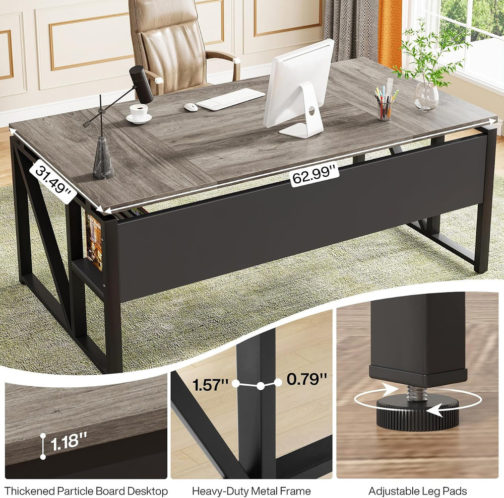 Tribesigns 63 inches Computer Desk with Bottom Storage Shelf Home Office Desk...