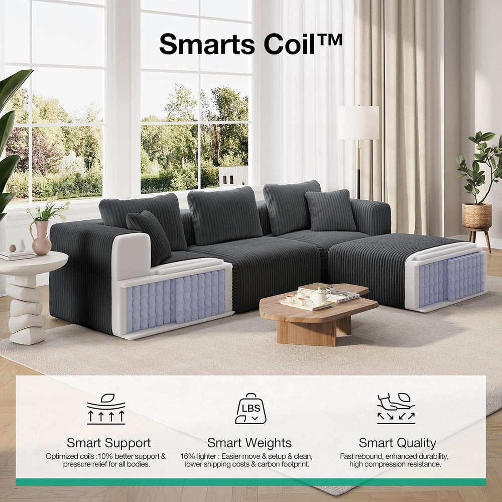 Novilla Modular Sectional Sofa, Modern Cloud Sectional Couch with Smarts Coil...