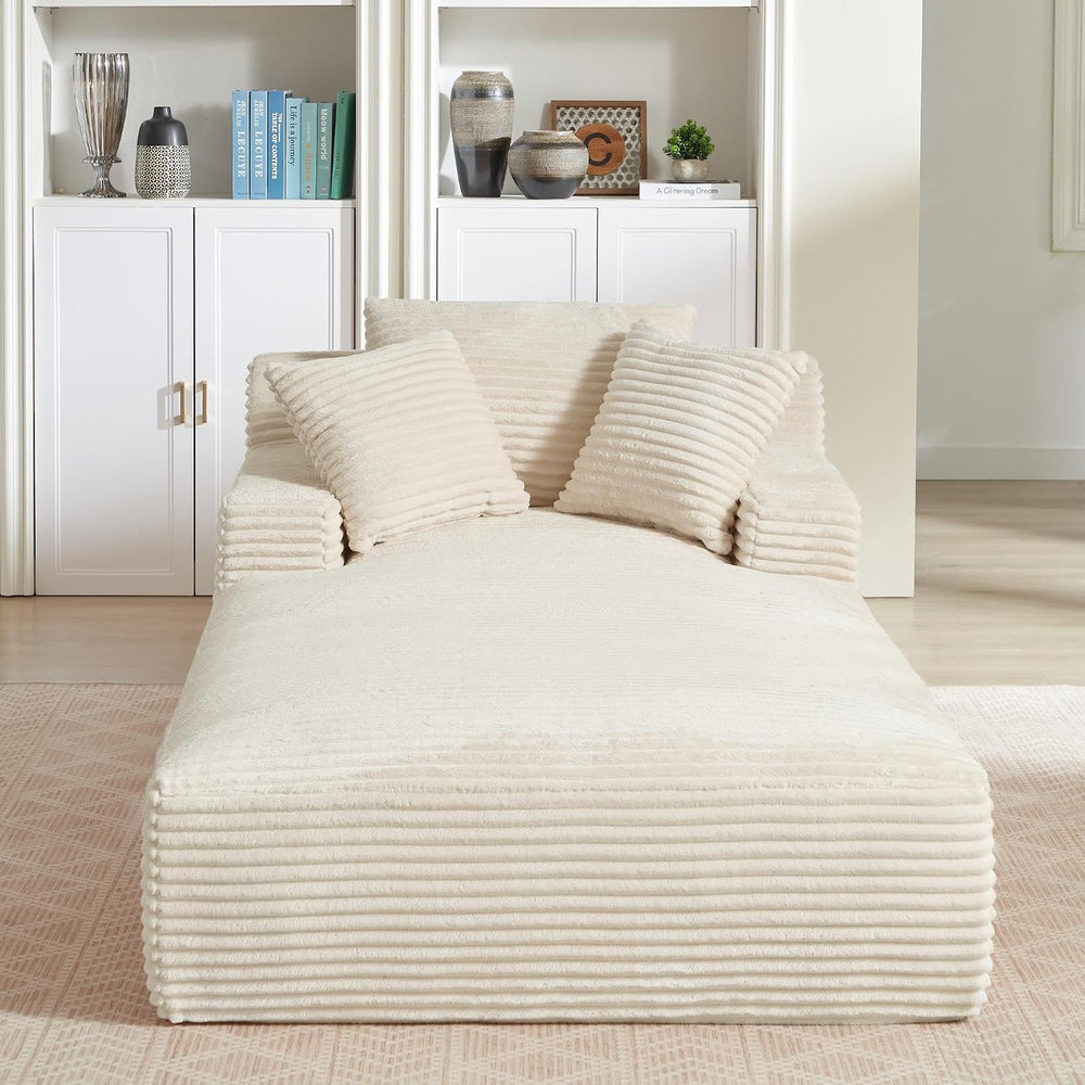 HANXIN Couch Chaise Lounge Chair Indoor, Boneless Sleeper Sofa Bed, Beige