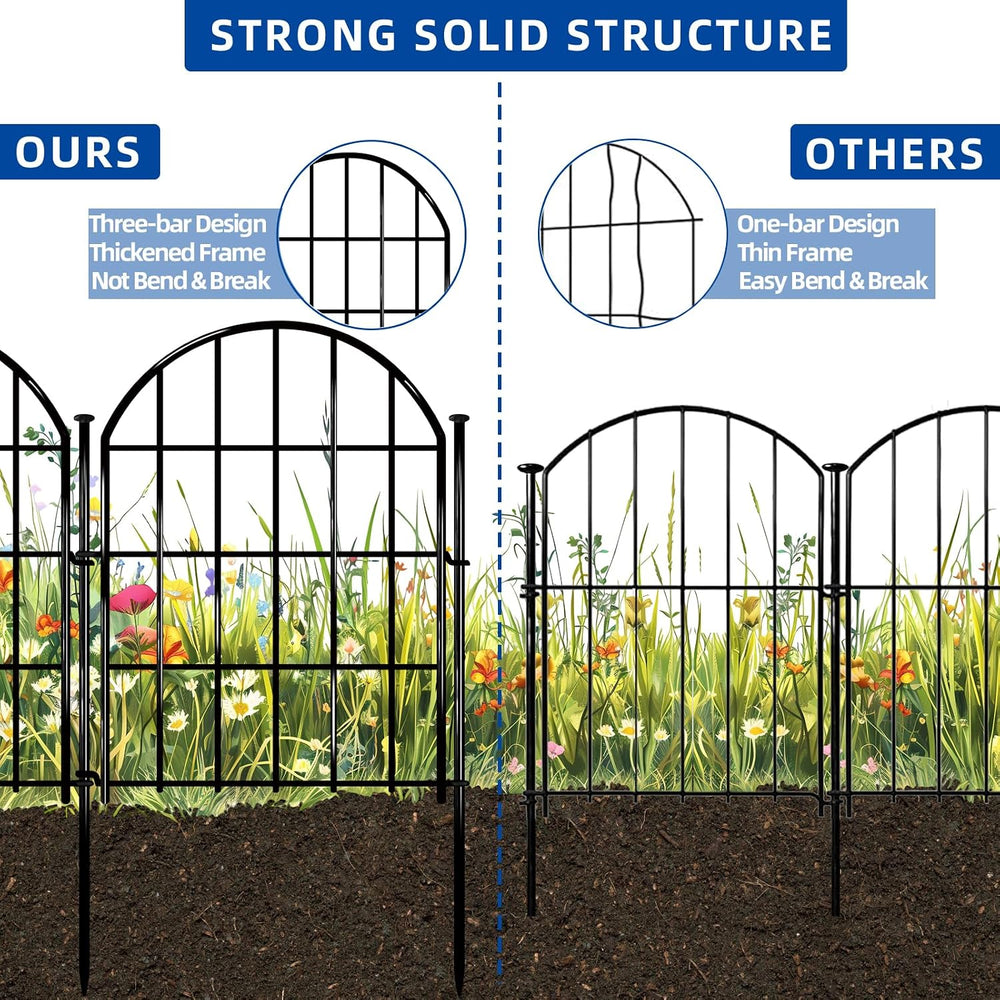 17in X 28ft Decorative Garden Fence, 26 Panels Rustproof Metal No Dig Fence, ...