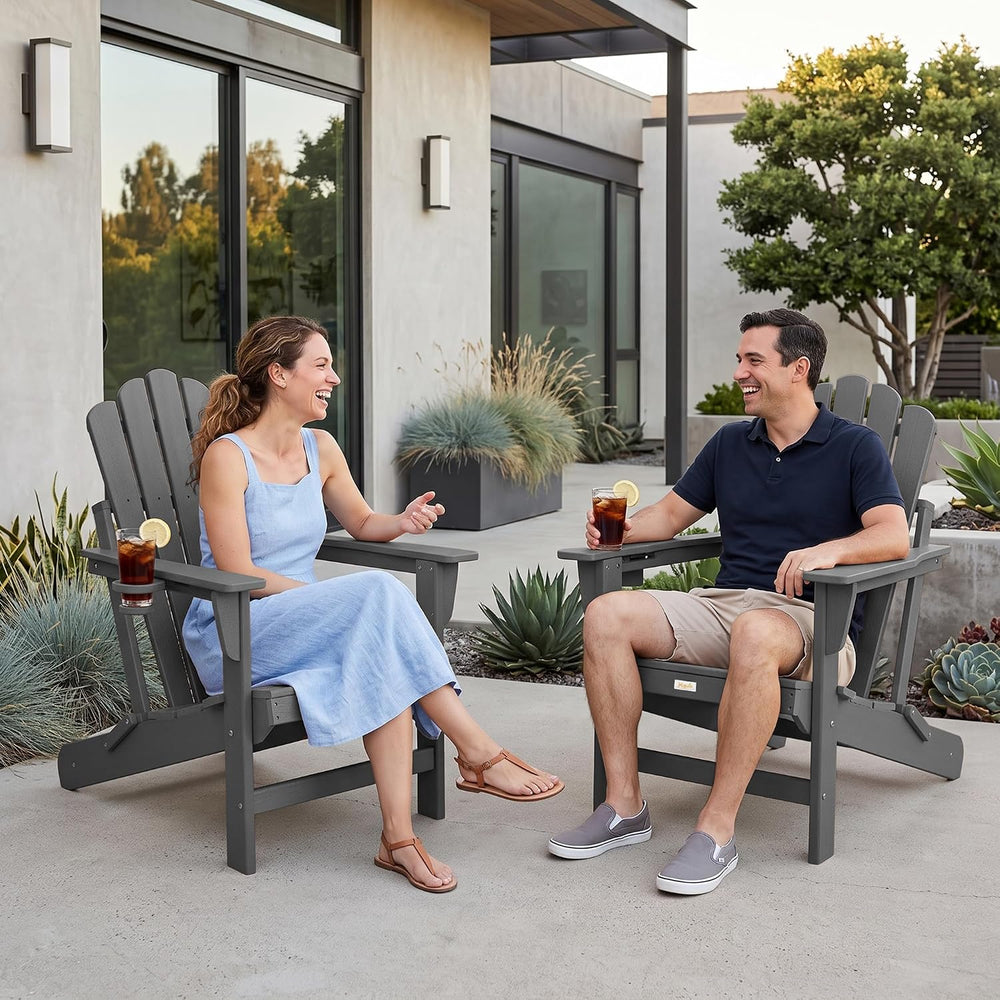 Oversized Folding Adirondack Chair, HDPE Fire Pit Chair Holds 400 LBS