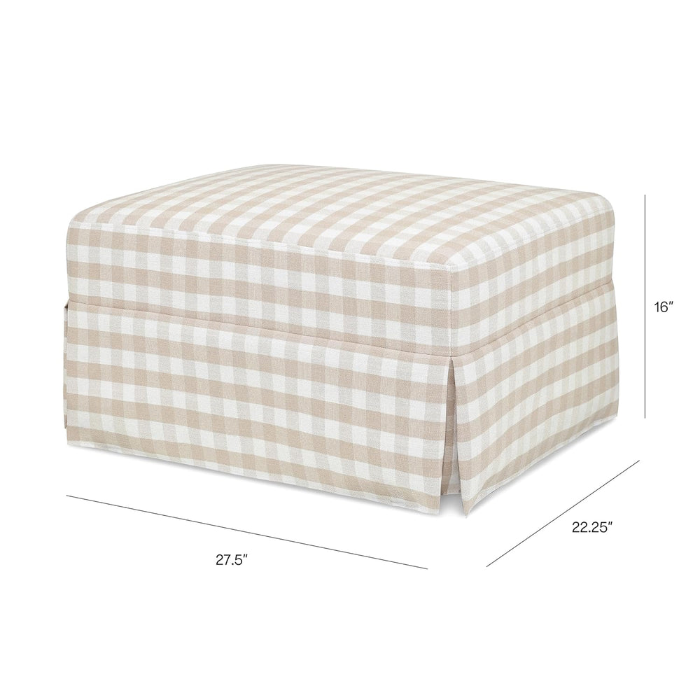 NAMESAKE Crawford Gliding Ottoman in Tan Gingham, Greenguard Gold & Certi...