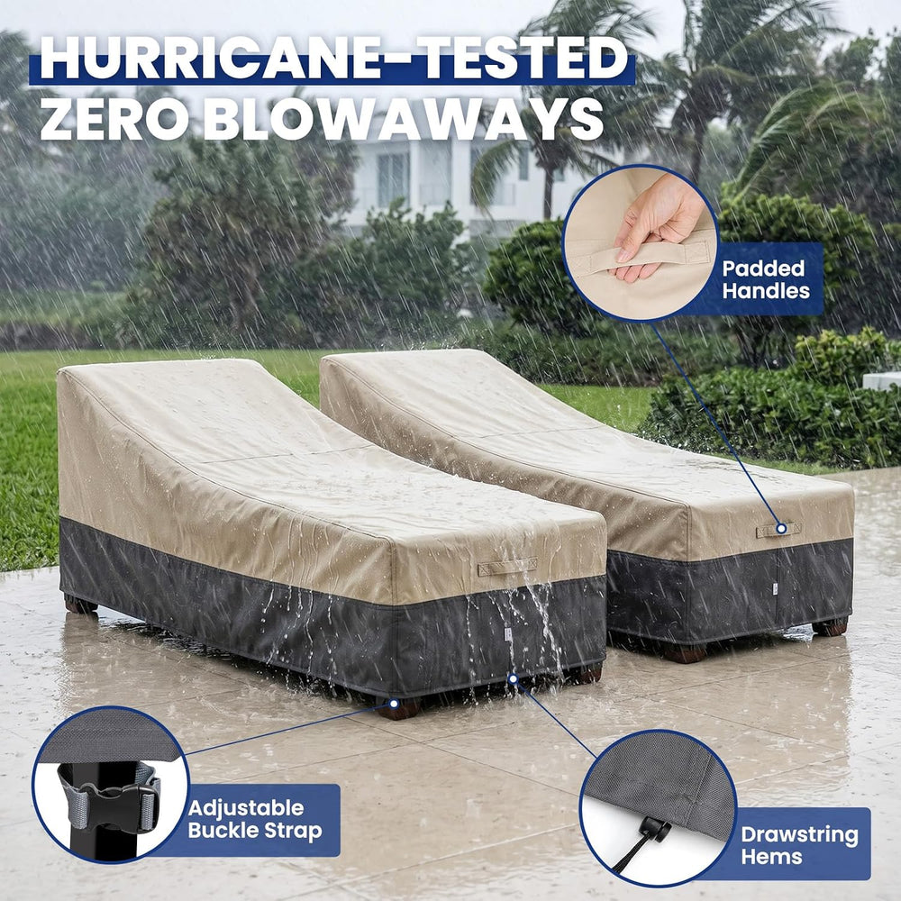 Extra Heavy Duty Patio Chaise Lounge Cover Waterproof 2 Pack - Lounge Chair C...