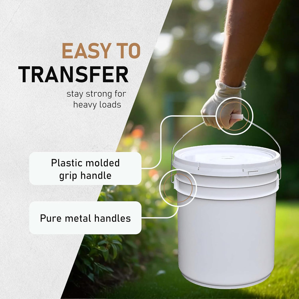 ATERET 5 Gallon Bucket Only - Durable 90 Mil All Purpose Pail - White Bucket ...