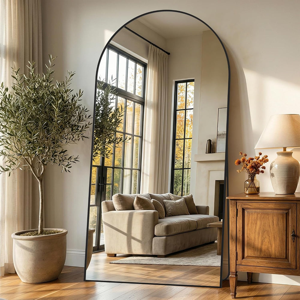 81"x41" Arched Full Length Mirror, Full Body Floor Mirror, Black
