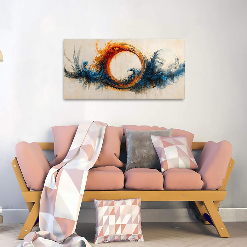 Abstract Wall Art Decor 20"x40" Circle Vortex Red Blue Wall Art For...
