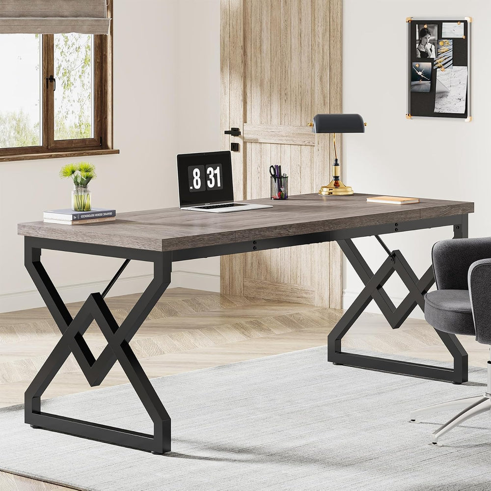 Tribesigns 63 inch Executive Desk, Industrial Computer Desk for Home Office