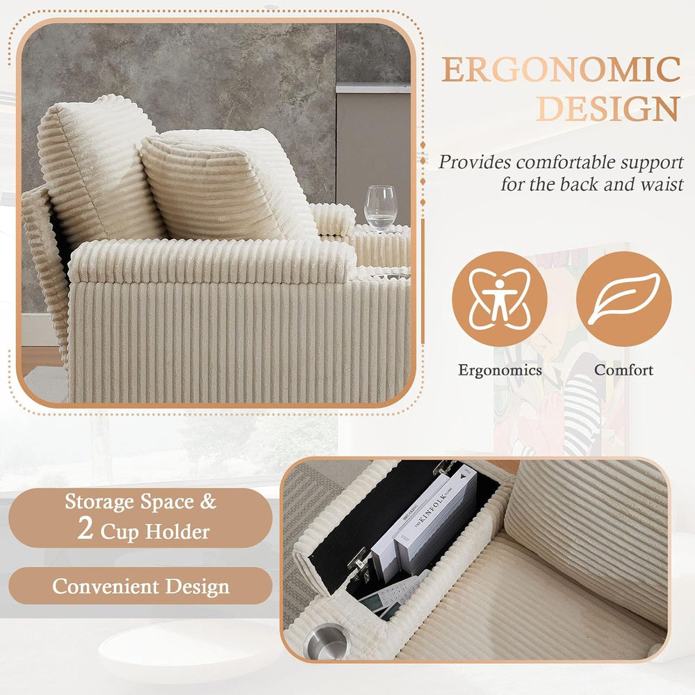 LUCKHAO 42.12" Oversized Chair with Ottoman,Chaise Lounge Chair Indoor w...