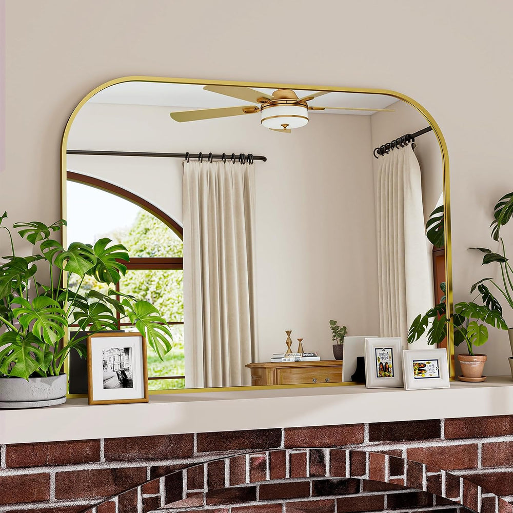 Gold Arched Top Wall Mounted Mirror 38"x30"