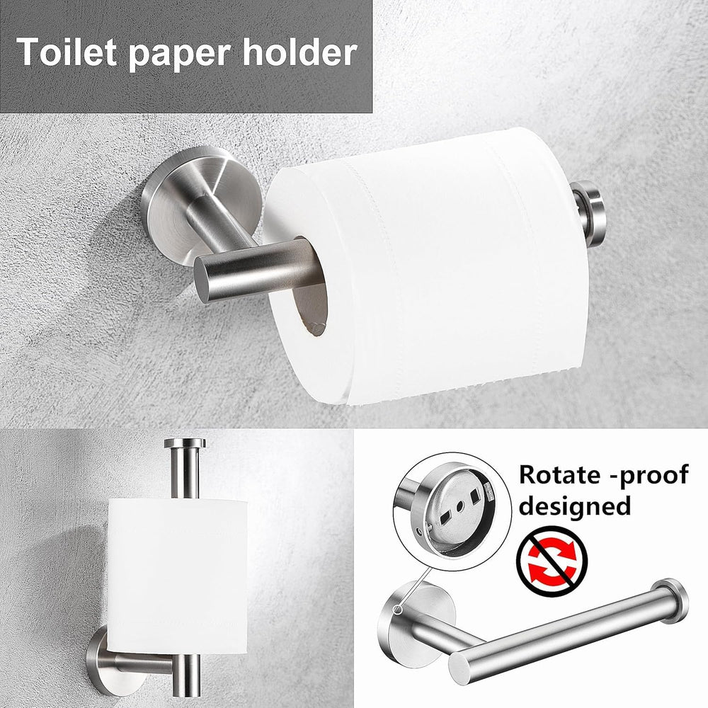 6 Pieces Brushed Nickel Bathroom Hardware Accessories Set, SUS304 Stainless S...