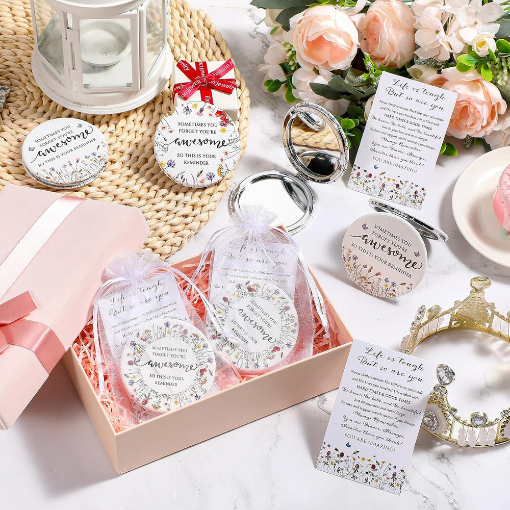 Geetery 24 Sets Mini Compact Mirrors Bulk for Women, Wildflower