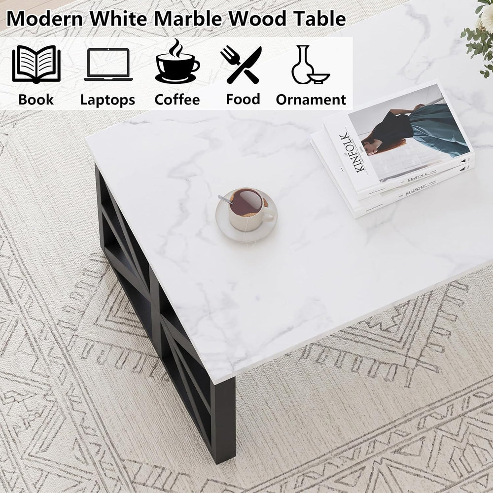 Coffee Tables for Living Room, Marble Coffee Table Modern White