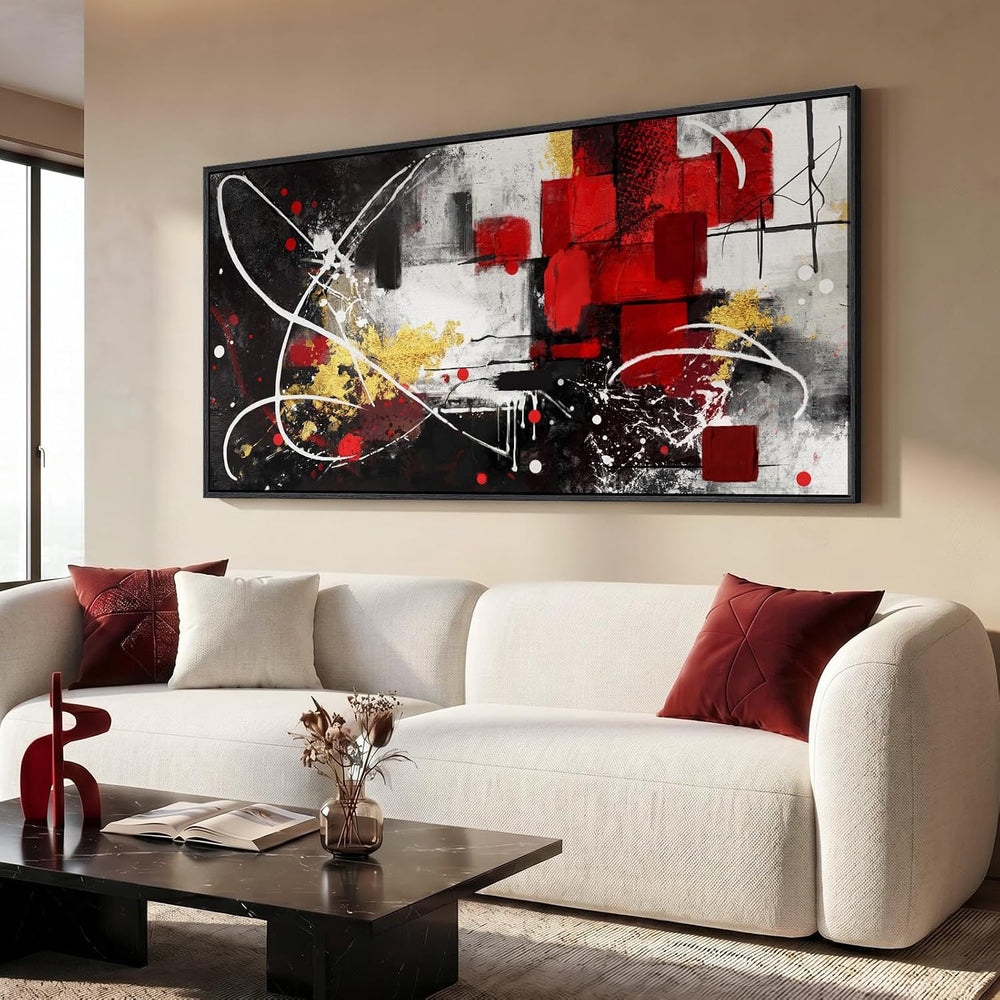 Extra Large Framed Black and White Abstract Wall Art for Living Room, 30x60