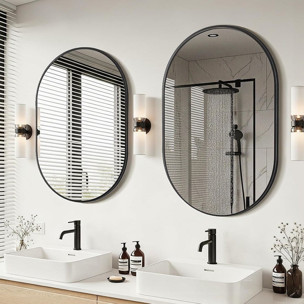 Black Oval Bathroom Mirror for Over Sink, 2 Pack 24"x36" Wall Mirror