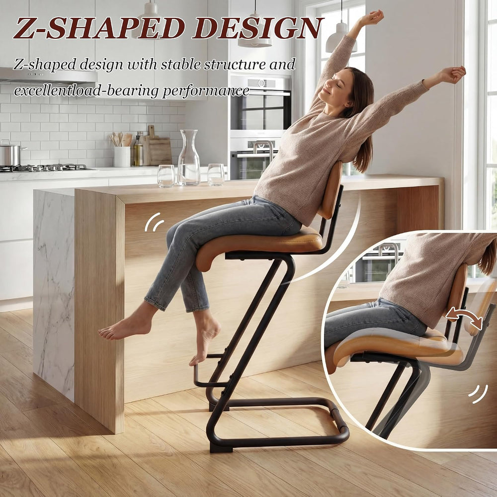 Counter Height Bar Stools Set of 2, Brown 24'' Barstools with Back