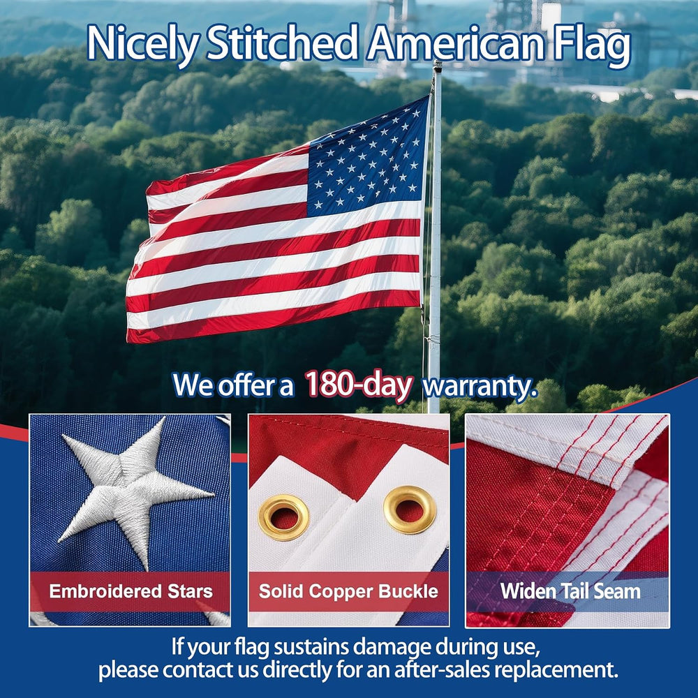 Made in USA American Flag 4x6Ft, Heavy Duty Nylon Outdoor Flag, Durable Const...