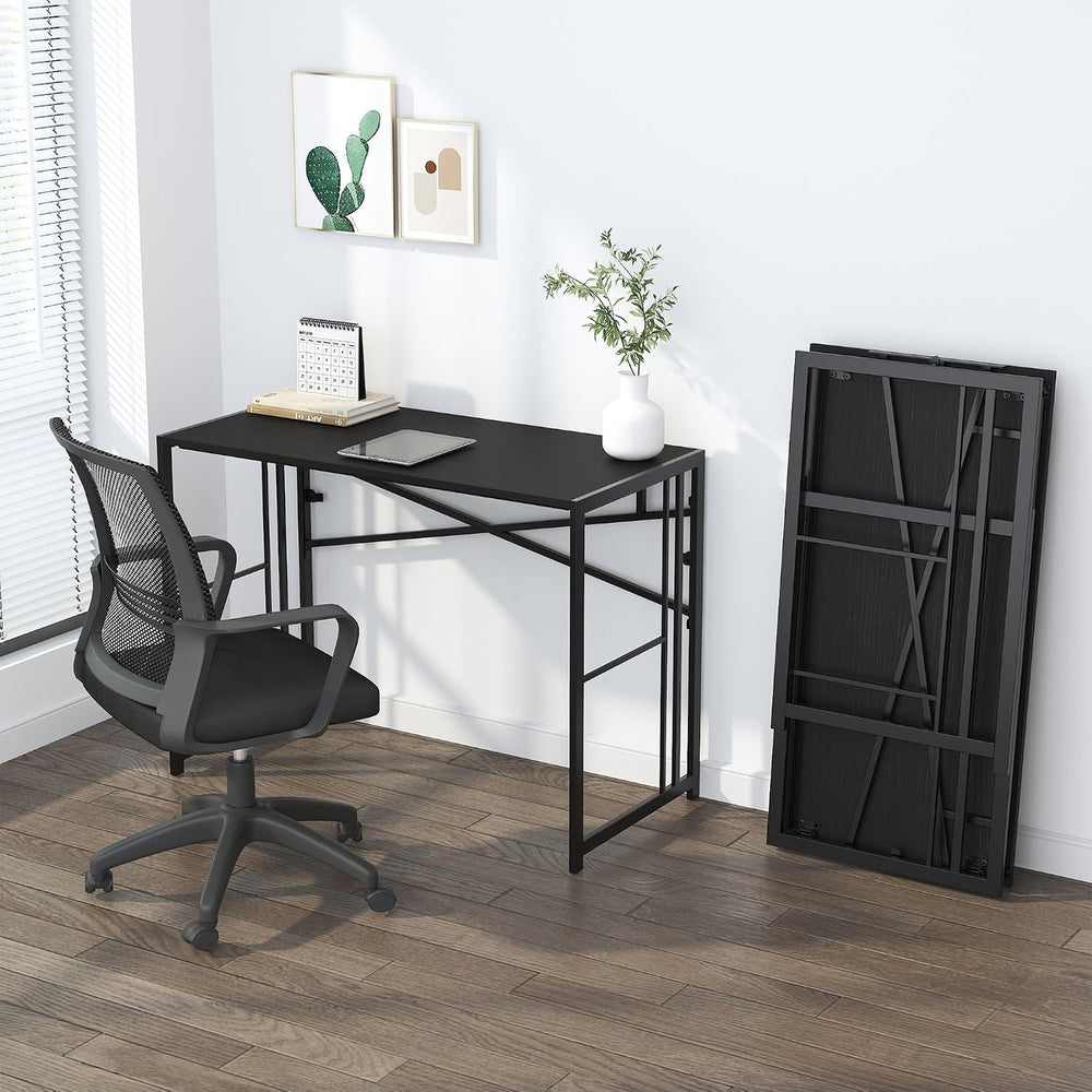 Lutown-Teen Folding Desk 40 inch No Assembly Required, Black