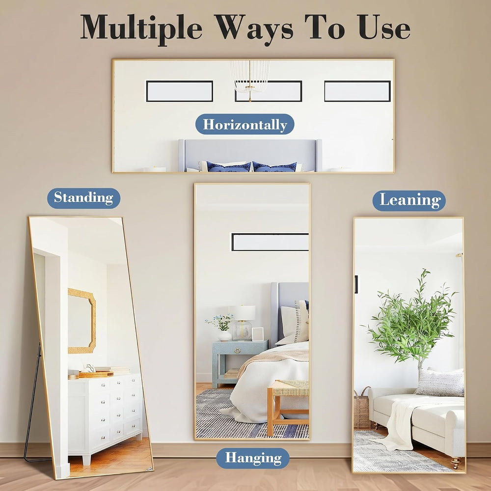 DUMOS 64"x21" Full Length Mirror with Stand, Full Body Floor Mirror