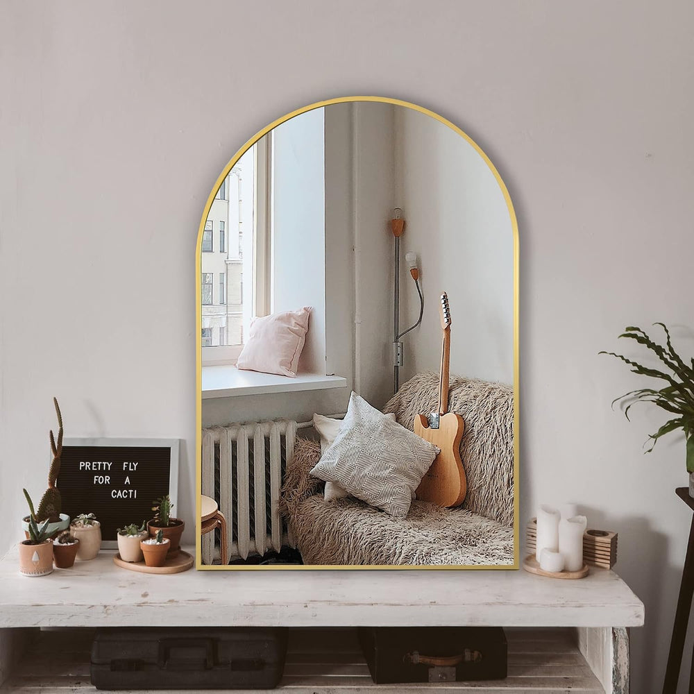 Arched Bathroom Mirror for Wall, 36" x 24" Metal Frame Vanity Mirro...