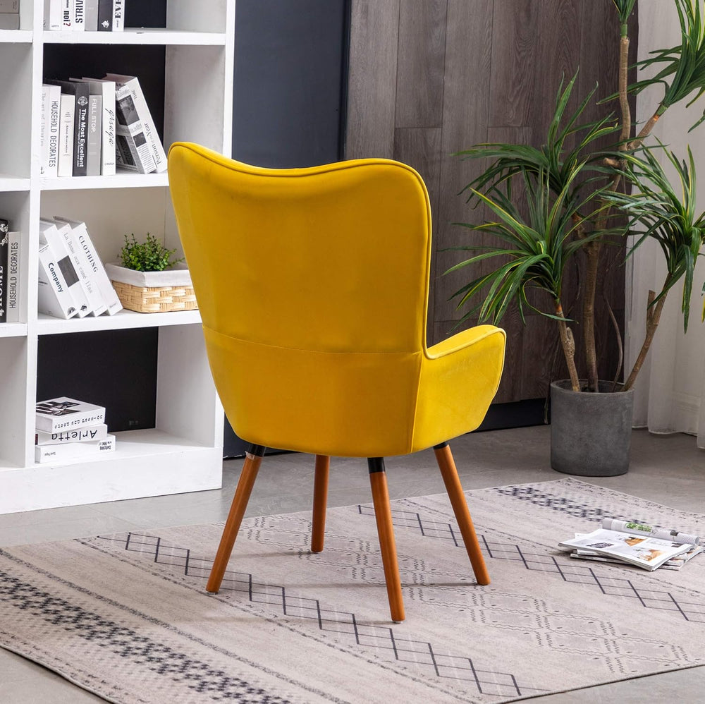 Roundhill Furniture AC155YL Doarnin Silky Velvet Tufted Button Accent Chair, ...