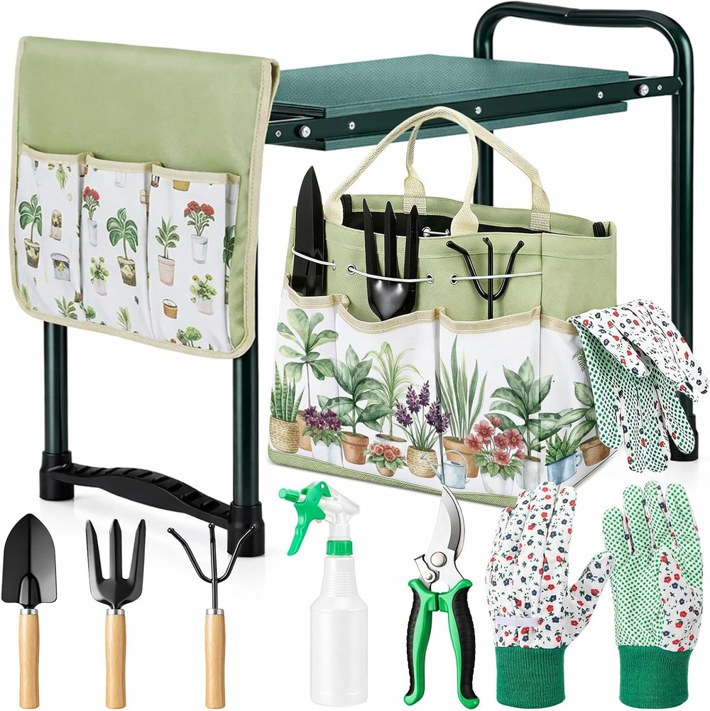 Sintuff 9 Pcs Garden Kneeler and Seat with Gardening Tools and Pouch Heavy Du...