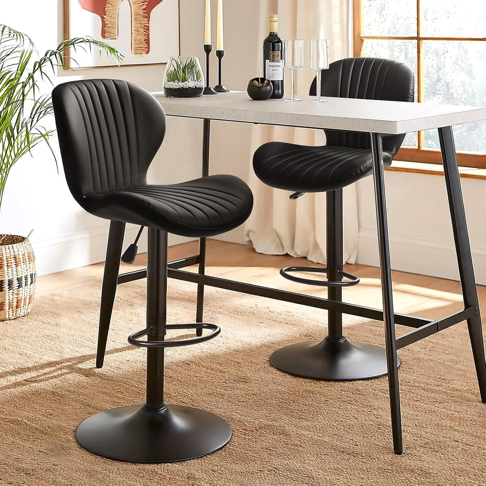 Waleaf Swivel Bar Stools Set of 4, Adjustable Counter Height with Backrest