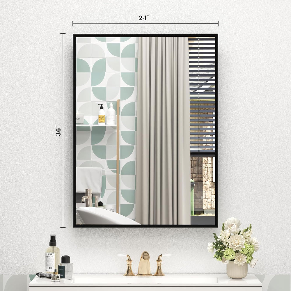 Black Framed Bathroom Mirror for Over Sink 24x36