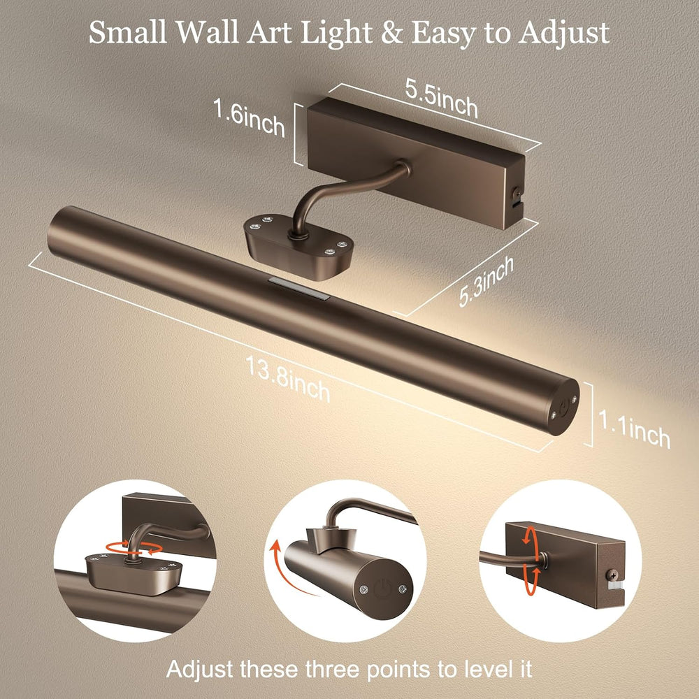 Picture Light for Wall, 4000mAh,13.8 Inch, 2 Pack, Brown