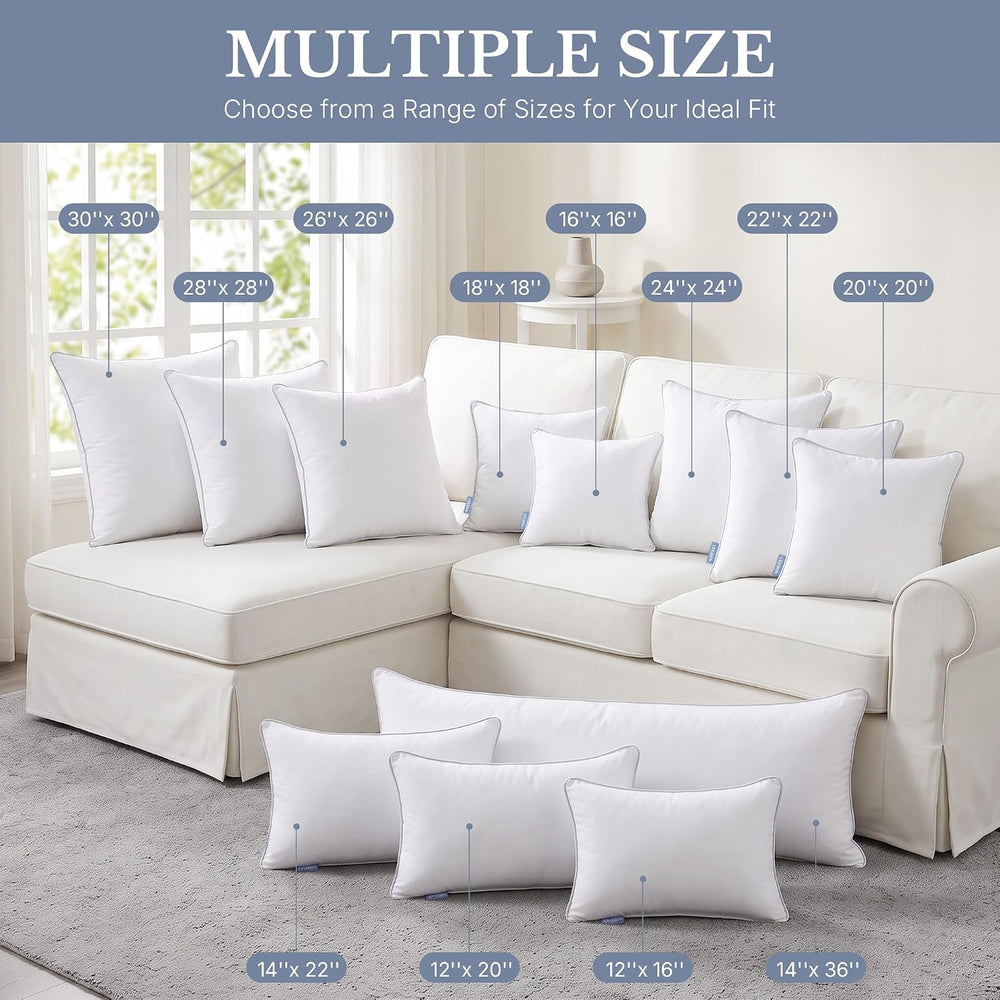 Leeden 26x26 Pillow Inserts Set of 2-26 Inch Oversized Pillow Insert, Soft Fl...
