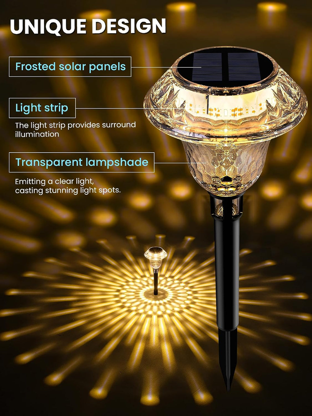 SOLPEX Solar Pathway Lights, Waterproof Fall Garden Decor 8 Pack Warm White
