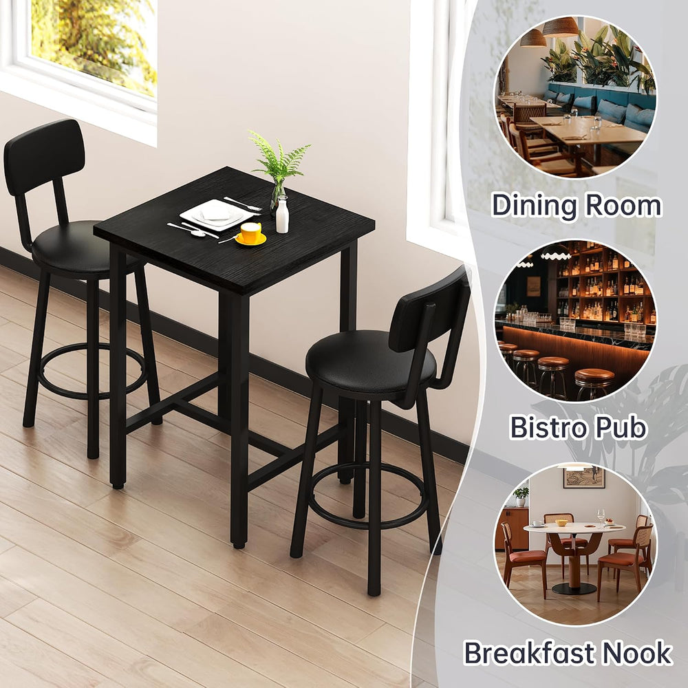 3 Piece Bar Table and Chairs Set for 2, Counter Height Square Pub Dining Set,...