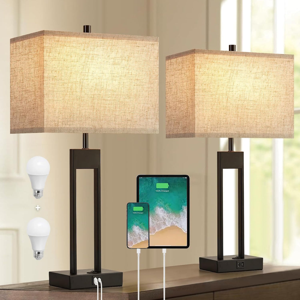 Extra Large 25.5" Nightstand Table Lamps for Bedrooms Set of 2, Bedside ...