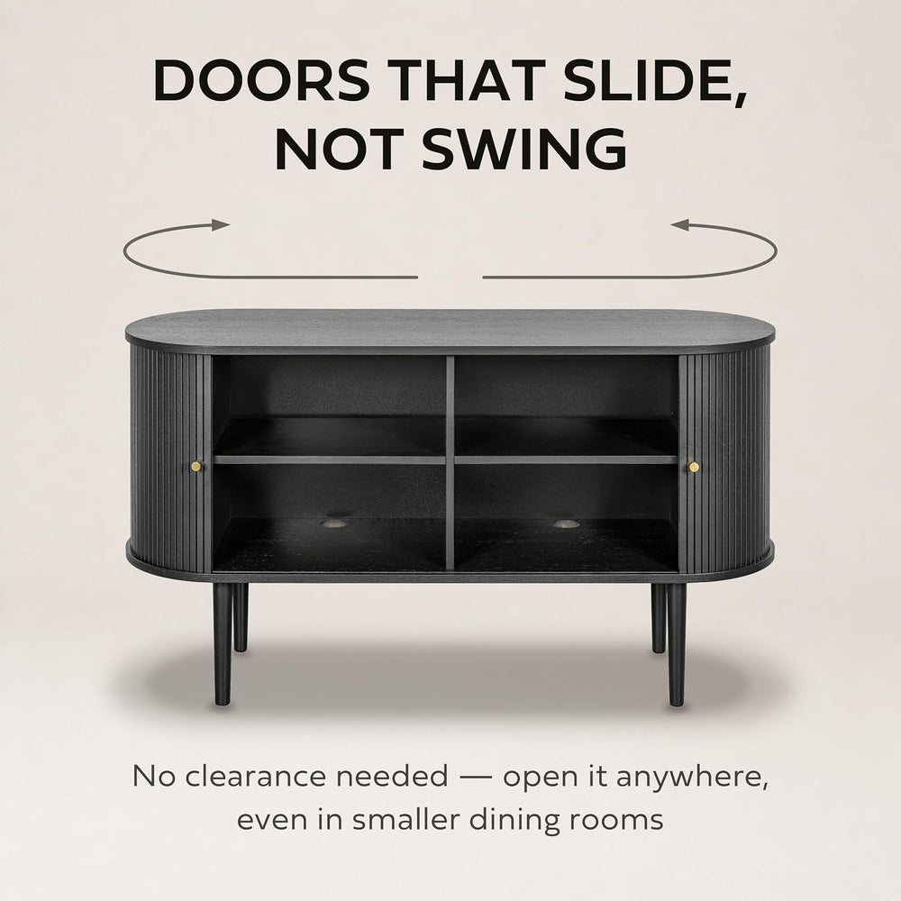 WERMO 55'' Fluted Sideboard Buffet Cabinet with Sliding Doors and Adj...