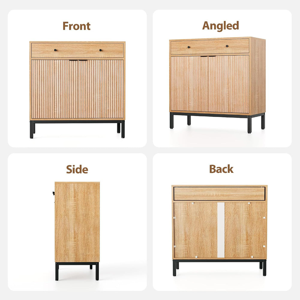 Mericonia Sideboard Buffet Cabinet Storage, Modern Console Fluted Credenza