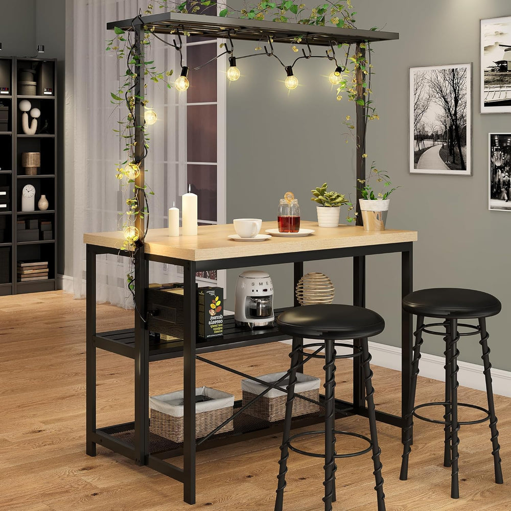 IDEALHOUSE 47" Kitchen Island with Power Outlet - 3-Tier Bakers Rack &am...