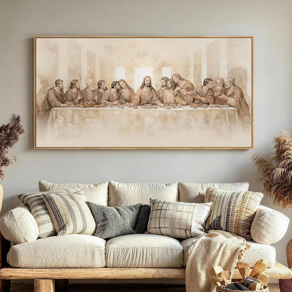 Extra Large Framed The Last Supper Wall Art for Dining Room, 28x57 In