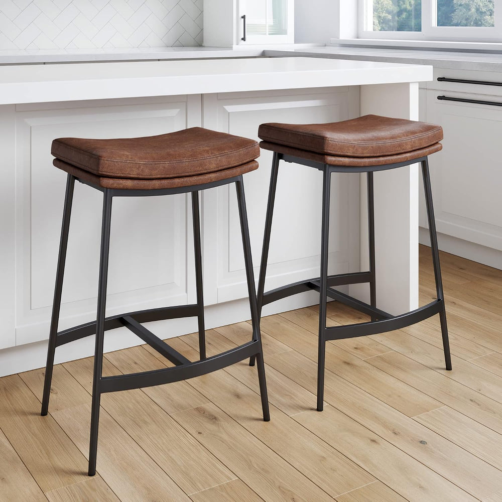 Nathan James Arlo Modern Backless Upholstered Kitchen Counter Bar Stool with ...