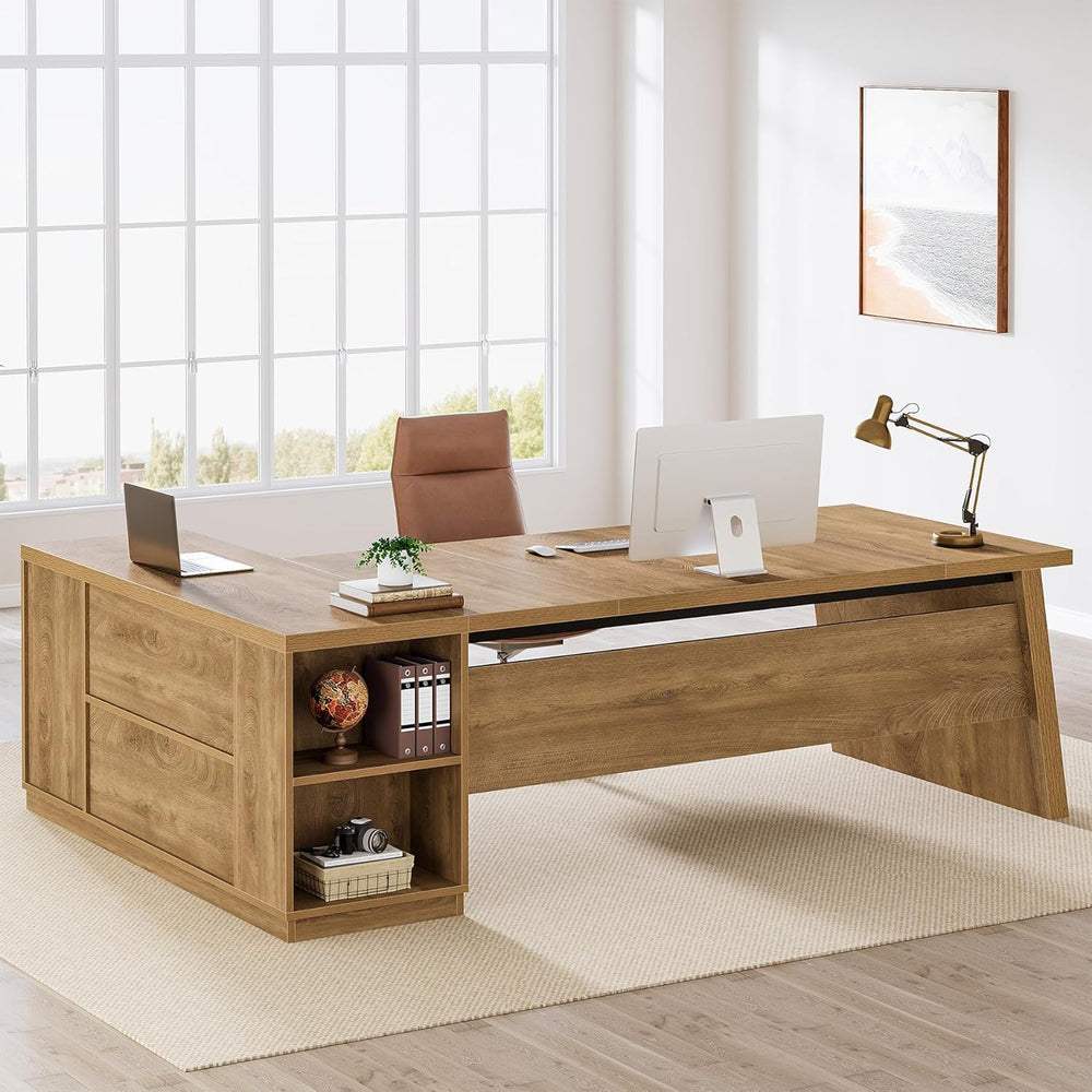 Tribesigns 78" L Shaped Desk with Drawers, Large Executive Office Desk w...