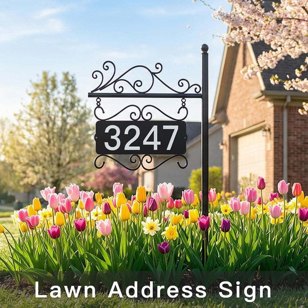 Metal Address Plaque,Double-Sided Street House Numbers for Outside