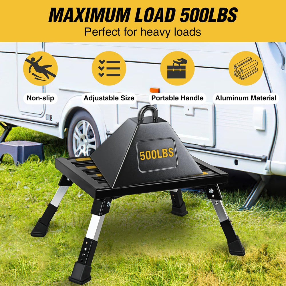 Nilight RV Steps Folding Aluminum Step Stool 16.5"x12" 4 Level Adju...