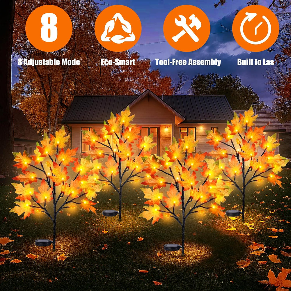 Uieke 4PCS Solar Fall Lights Outdoor Decorative, 34" Fall Decor with Aco...