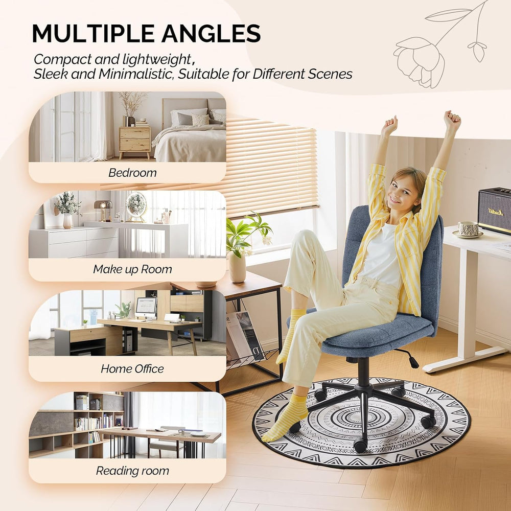 VINGLI Mid Back Armless Office Desk Chair with Wheels/no Wheels,360°Rocking S...