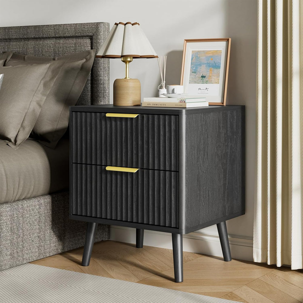 LYNSOM Fluted Dresser and Nightstand Sets 4 Piece, 2-Drawer Nightstands and 5...